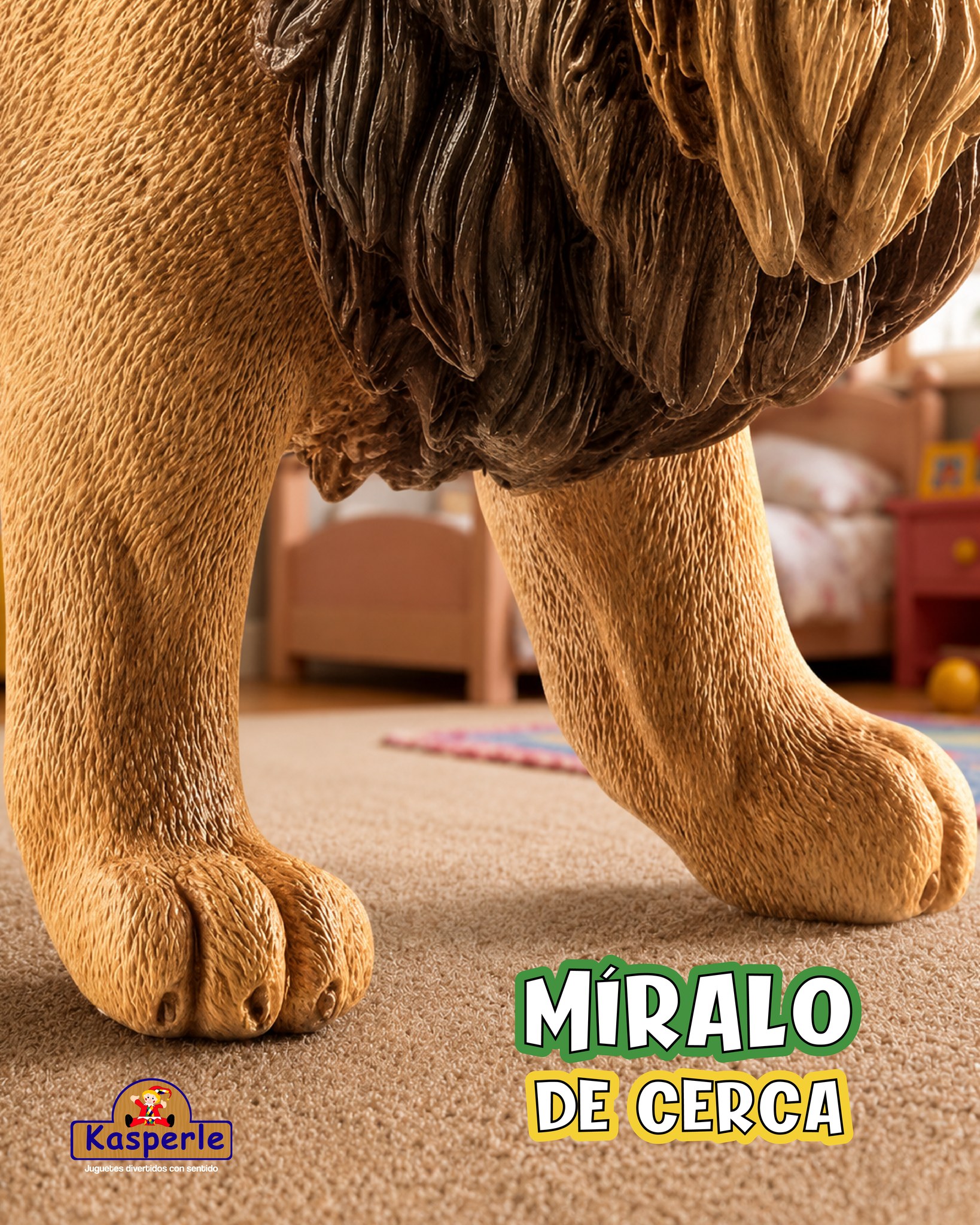 Detalle en primer plano de las patas de un león Schleich