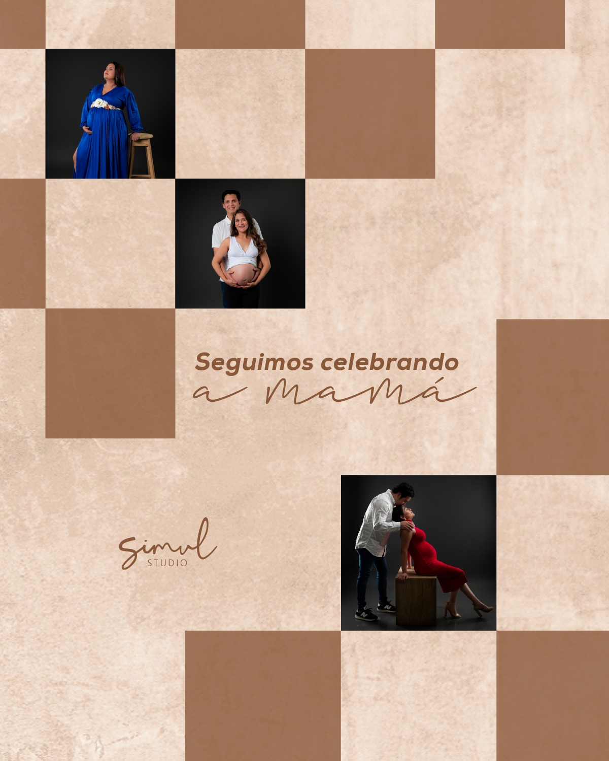 Pieza con fotografias de sesiones de maternidad