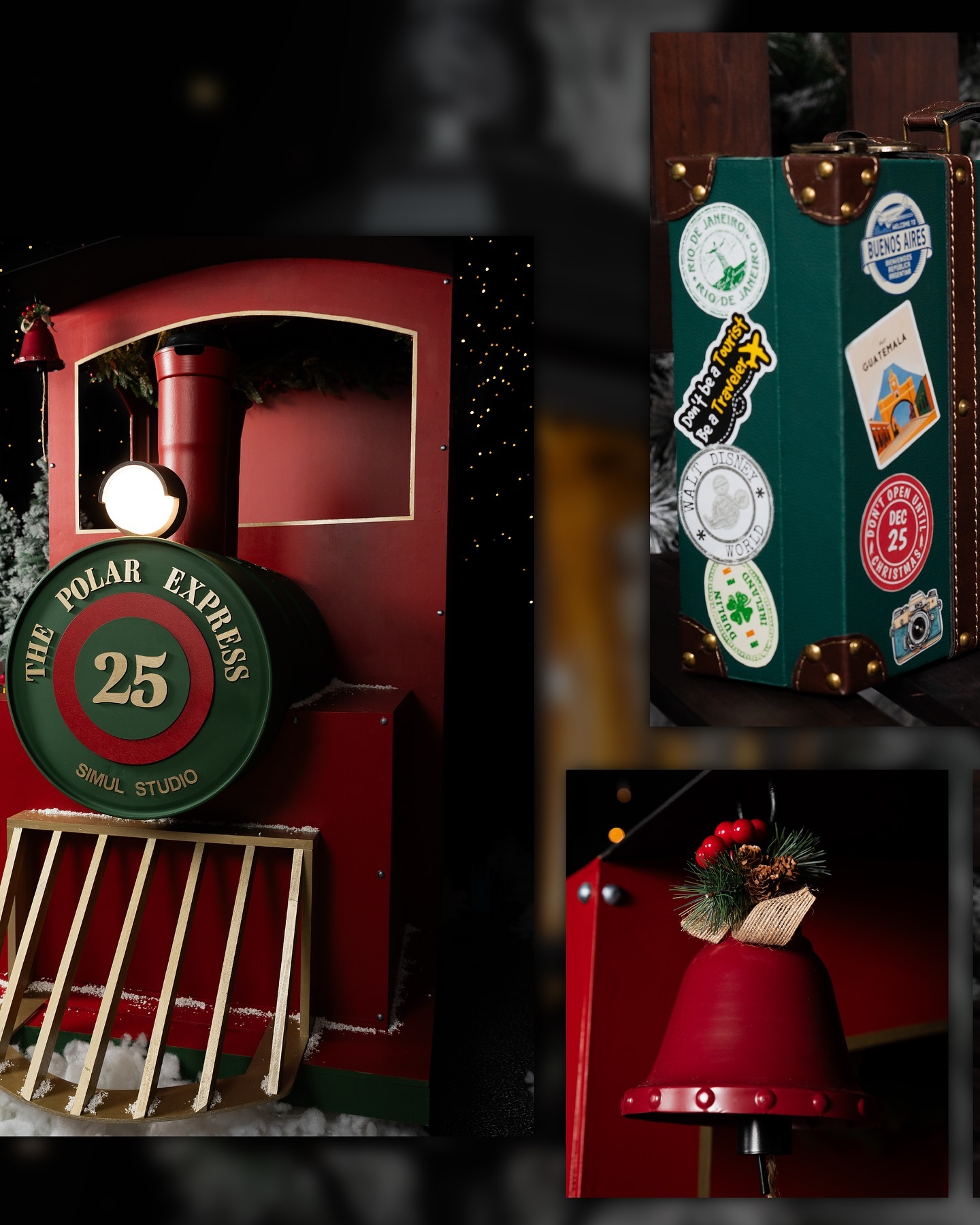 Locomotora del set Polar Express y maleta con calcomanias