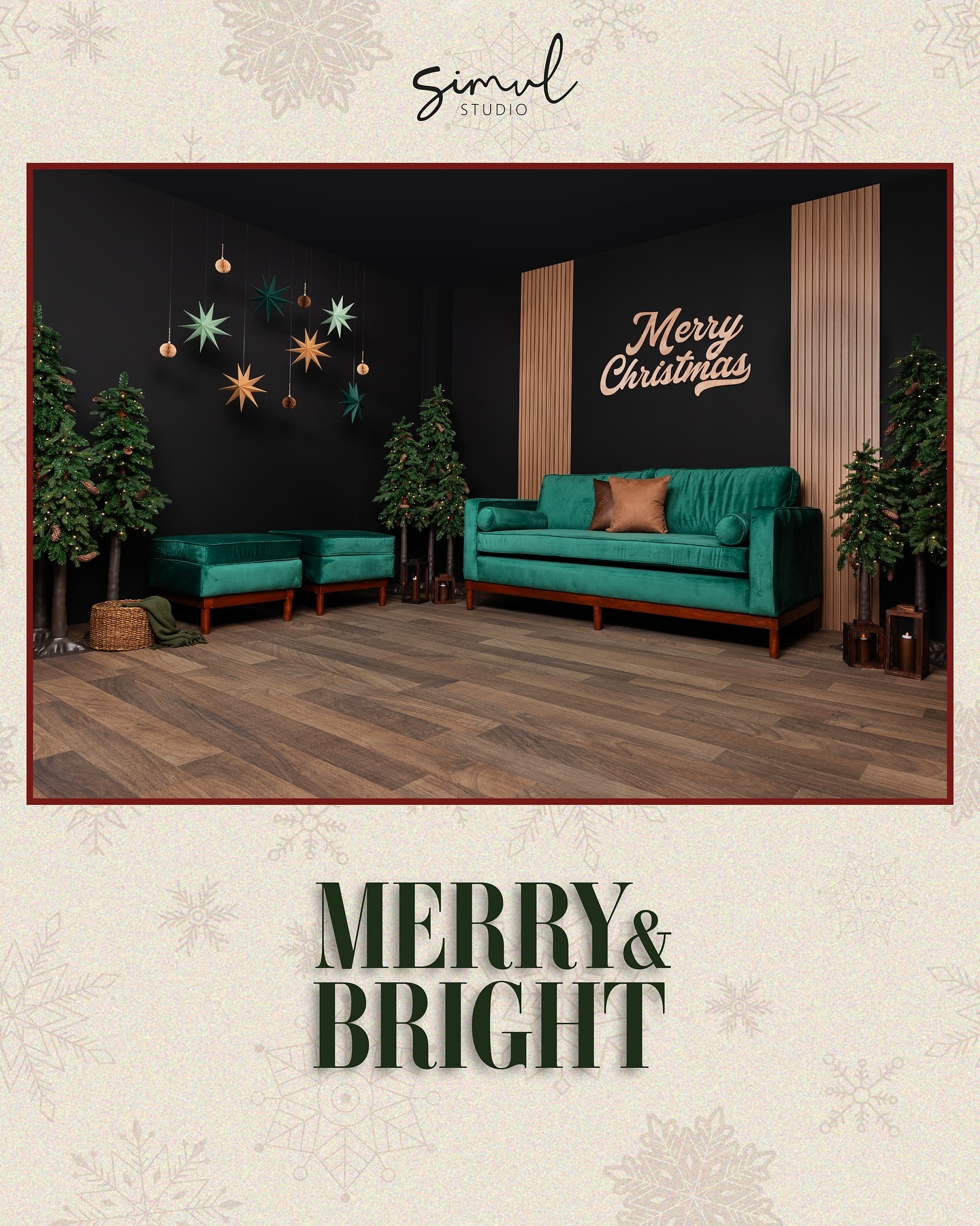 Pieza del set verde con el titulo Merry and Bright