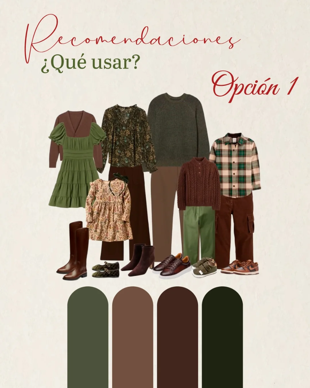 Recomendacion de vestuario en verdes y cafes