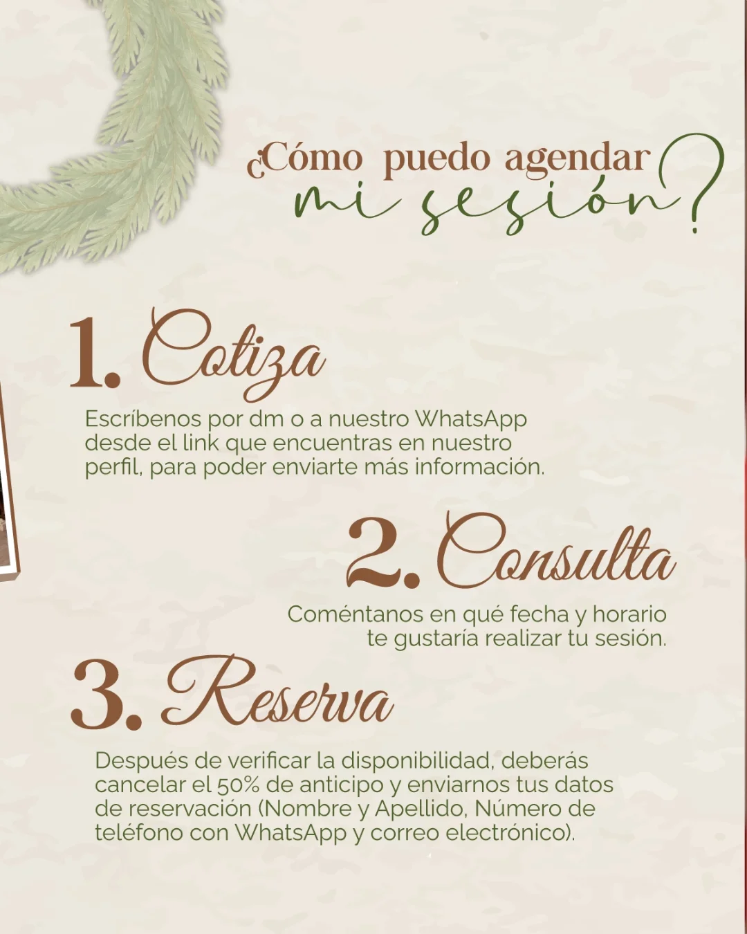Los tres pasos para agendar la sesion navidena 2025