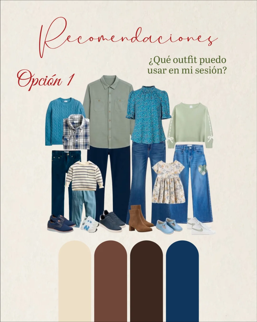 Recomendacion de vestuario en azules y verdes suaves