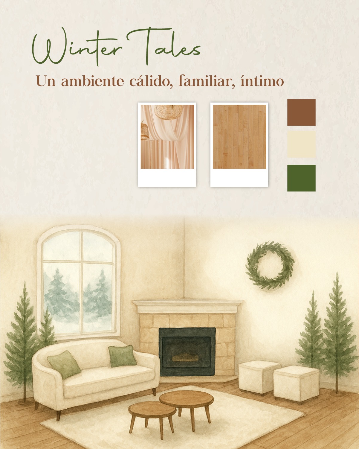 Moodboard ilustrado del set Winter Tales
