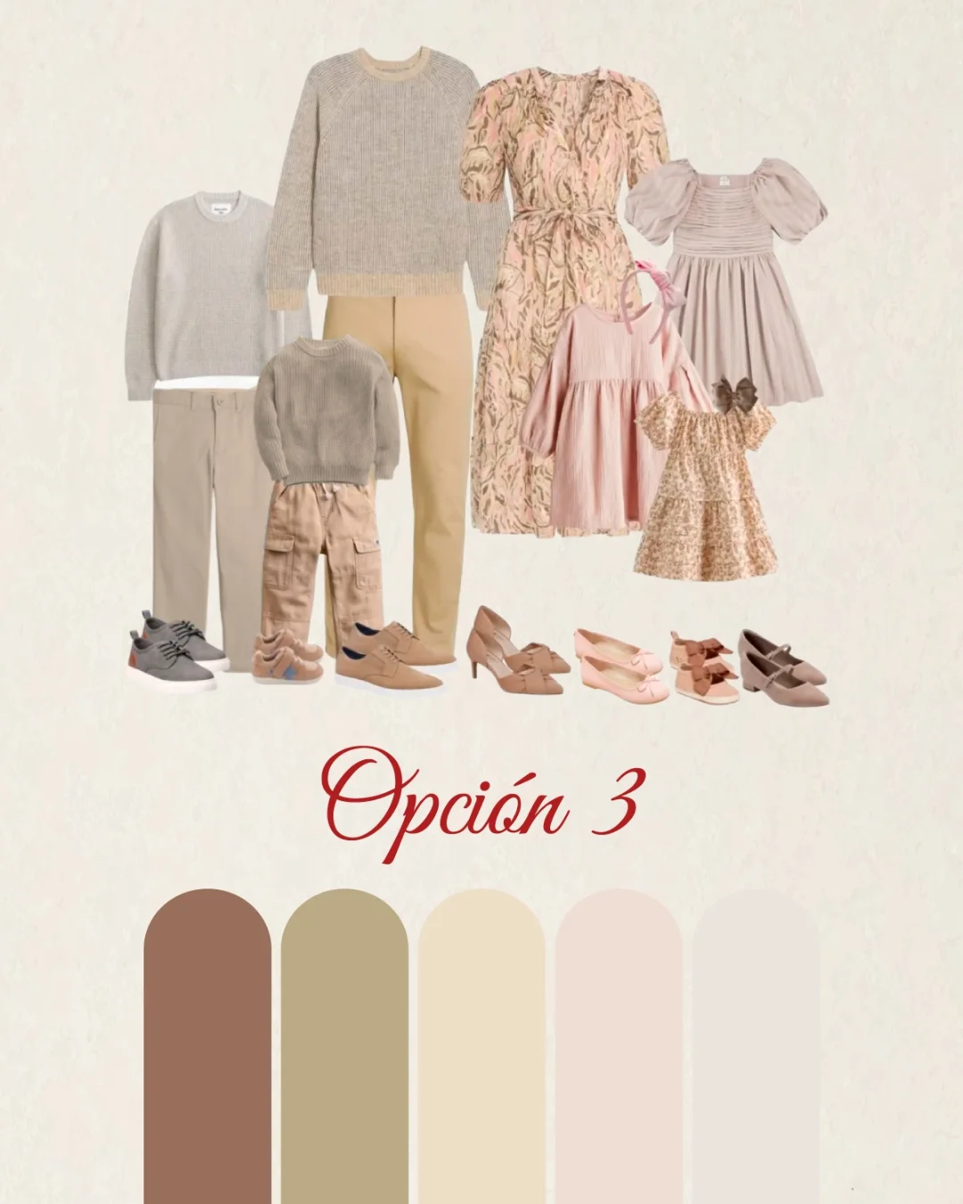 Recomendacion de vestuario en tonos rosa y beige