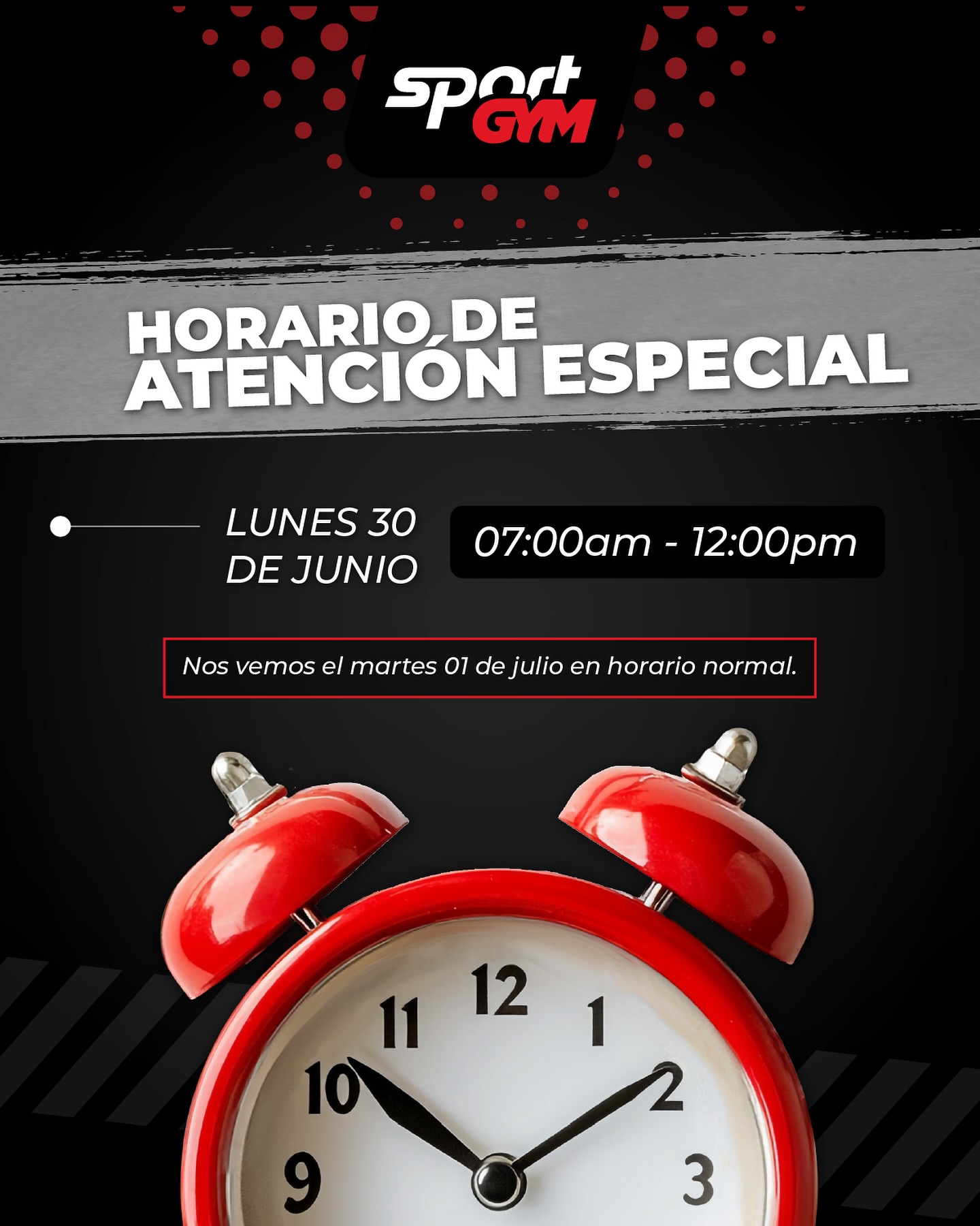 Aviso de horario especial con un reloj despertador