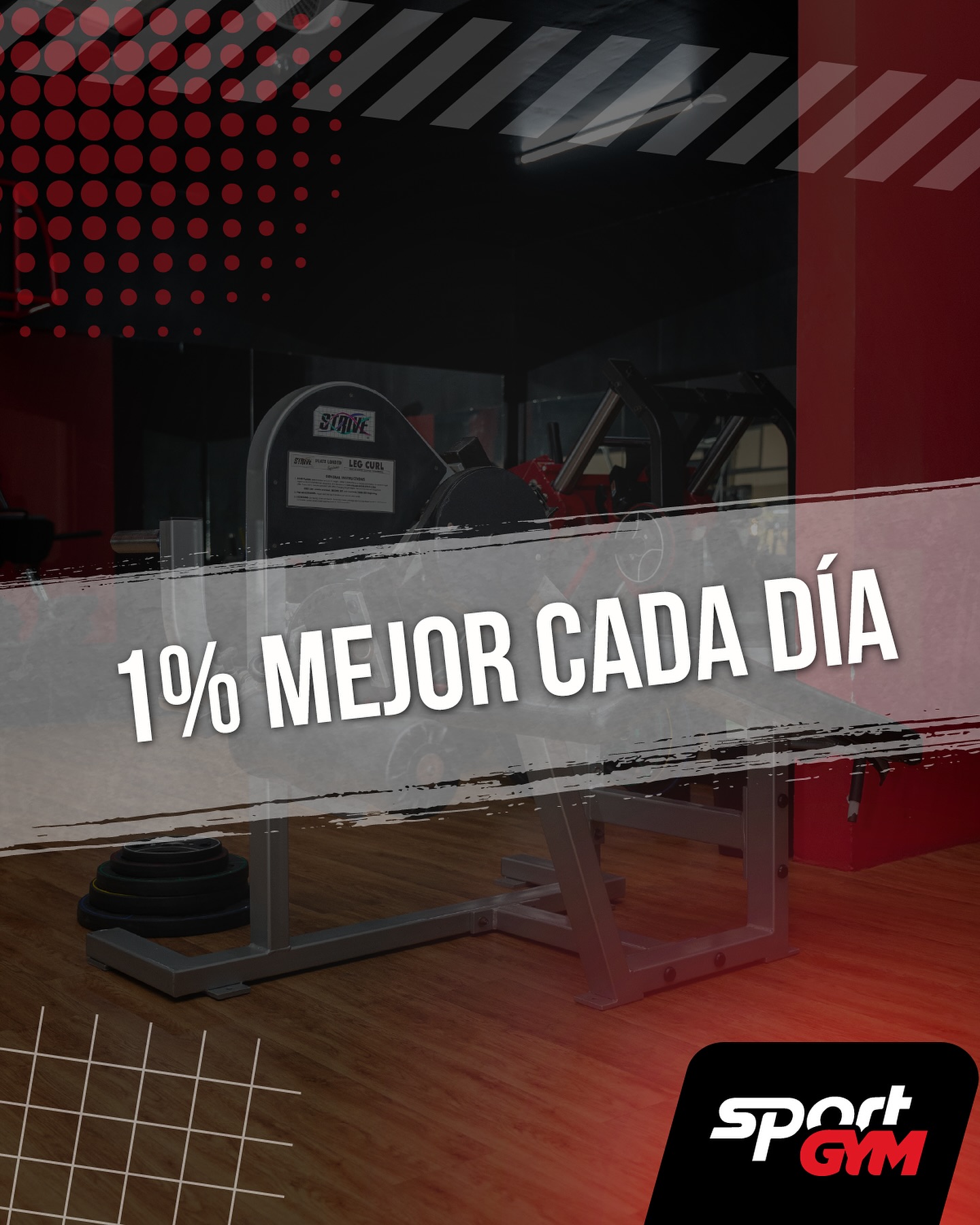 Banco de pesas del gimnasio con el lema del uno por ciento